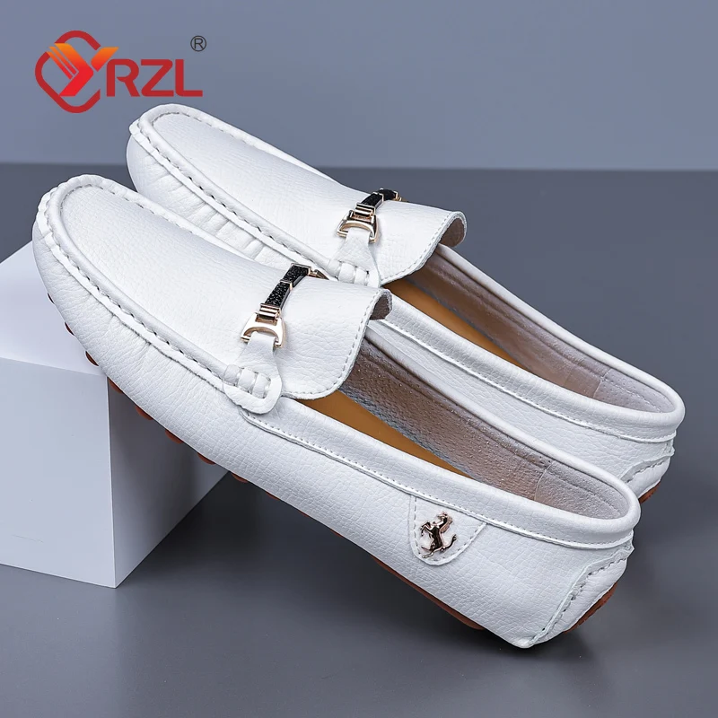 YRZL White Loafers Men Casual Shoes Luxury Brand Mens Loafers Moccasins Breathable Big Size 37-48 Slip on Driving Shoes for Men