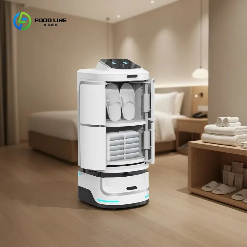 Robot per Consegne in Hotel, Robot per Servizio in Camera con Riconoscimento Facciale e Password, Controllato da App, Ricarica Automatica, Personalizzabile