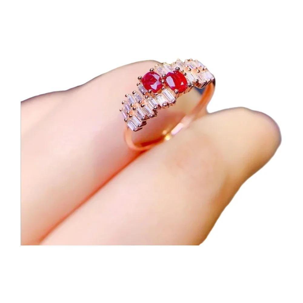 

KJJEAXCMY 925 Sterling Silver Natural 2 Ruby Gemstone Women's New Ring Girl's Party Birthday Christmas Gift Jewelry