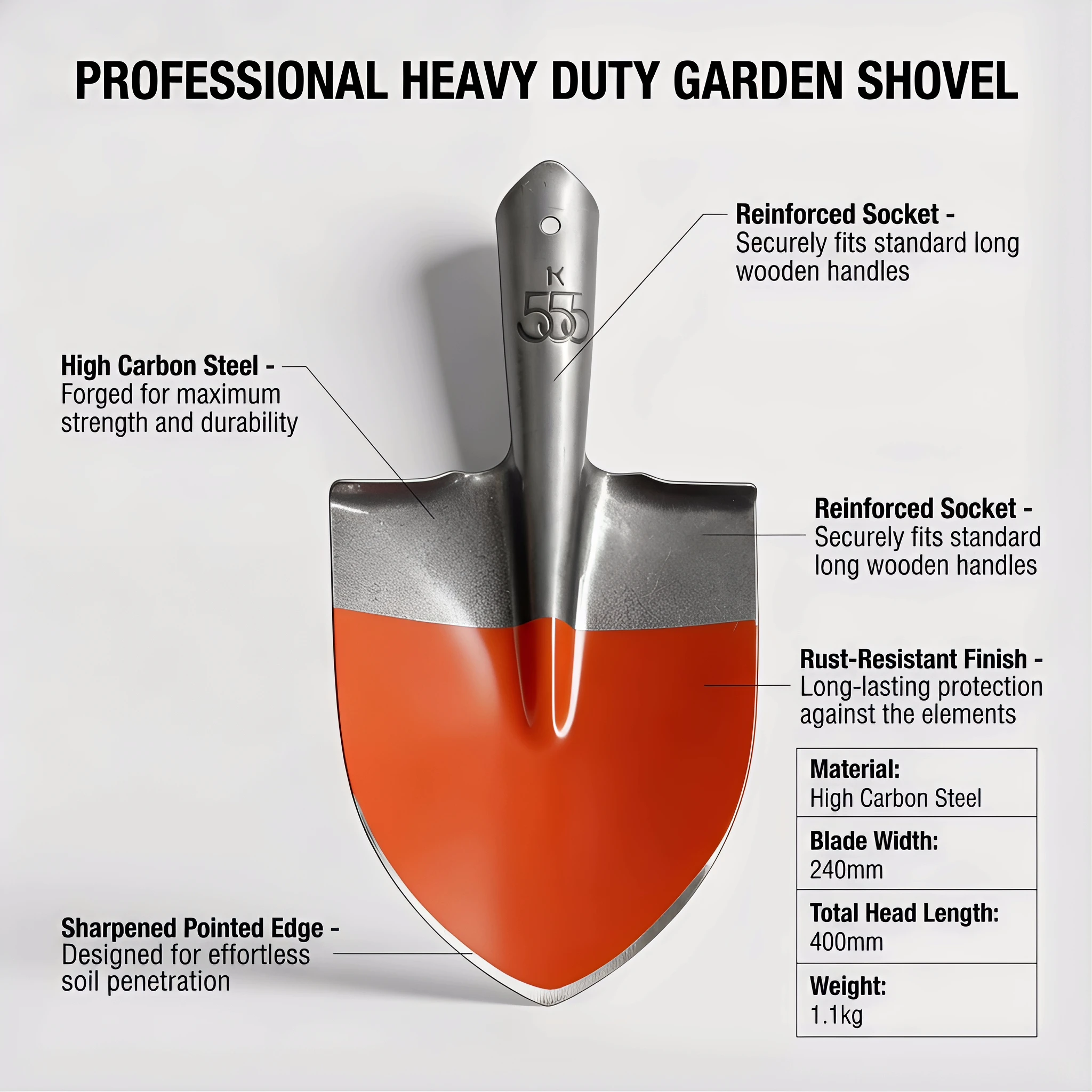 정원 캠핑용 내구성 있는 삽날, 야외 마당 해변 농장용 견고한 도구, 효율적인 흙 처리 도구