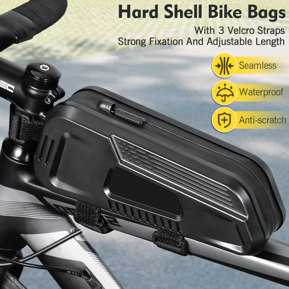 Bicycle Bag NEWBOLER Bicycle Bag Rainproof Cycling Top Front Tube Frame Bag Large Capacity MTB Road Bicycle Pannier Black Bike Accessories
