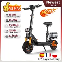 TWOFISH V5 MAX 1500W Scooter électrique adulte 48V 18AH batterie 45 Km/h vitesse 11 pouces tout-terrain pneu double frein à disque e-scooter 2