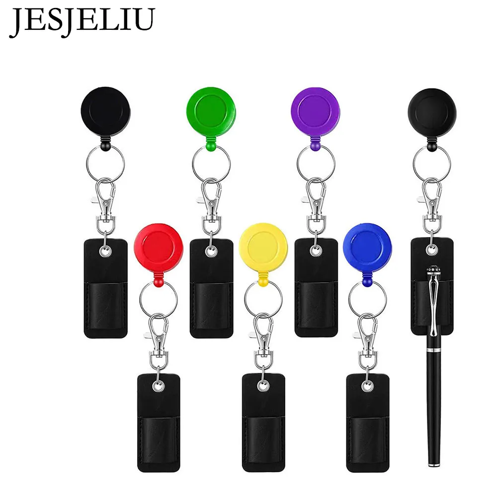 1Pcs Retractable Pull Badge Reel ID Name Tag Card Badge Holder Reels Key Ring Chain Badge Clips Pen Holder Card Holder Keychain