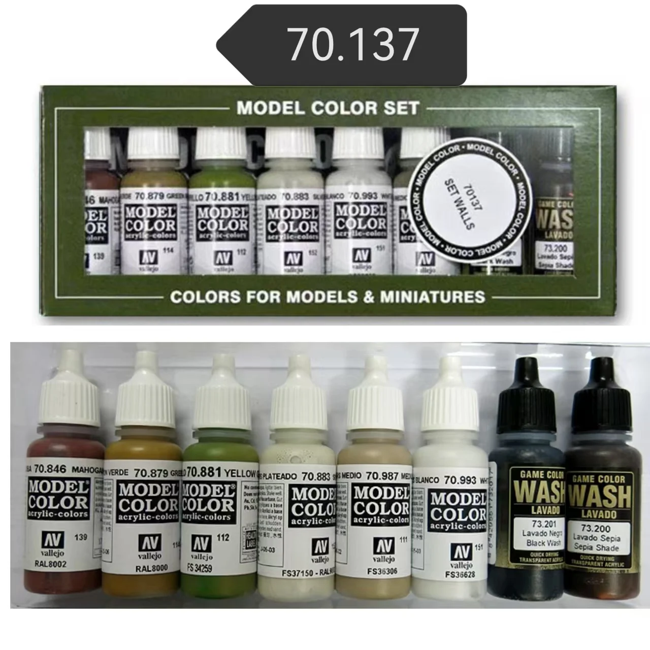 AV vallejo 컬러 친환경 금속 안료 8*17ml 모델 및 미니어처 건축용 아크릴용 캐릭터 스킨 톤 세트