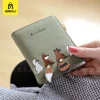 New Embroidered Animal Design Wallet for Women Vogue Cartoon Raccoon Fox Tail Leather Wallets Zip Coin Pocket Student Fold Purse 4
