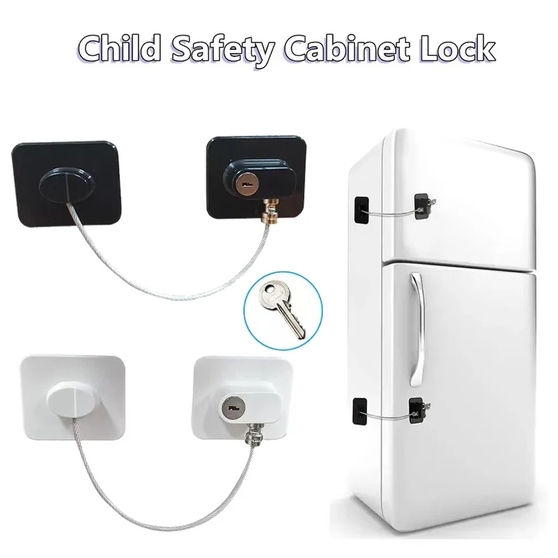 Baby Safe Refrigerator Lock with Key Code Lock Baby Safety Cabinet Lock Sliding Wardrobe Door Lock Home Limiter