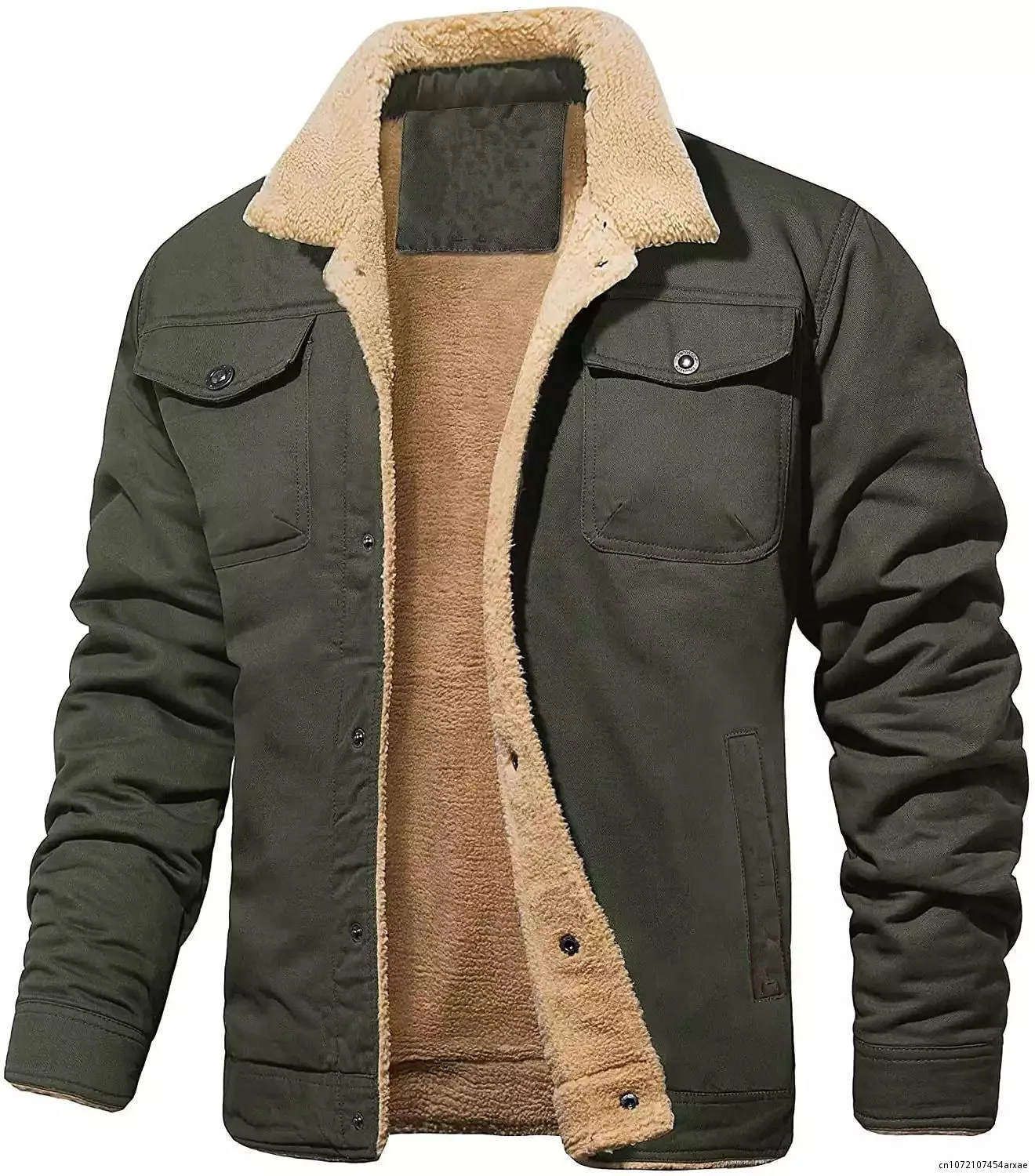 

Pleated Collar Jacket Coat Winter Cotton Jackets Mens Sherpa Trucker Military Parka Tactical Cargo Coats Clothes Overcoats