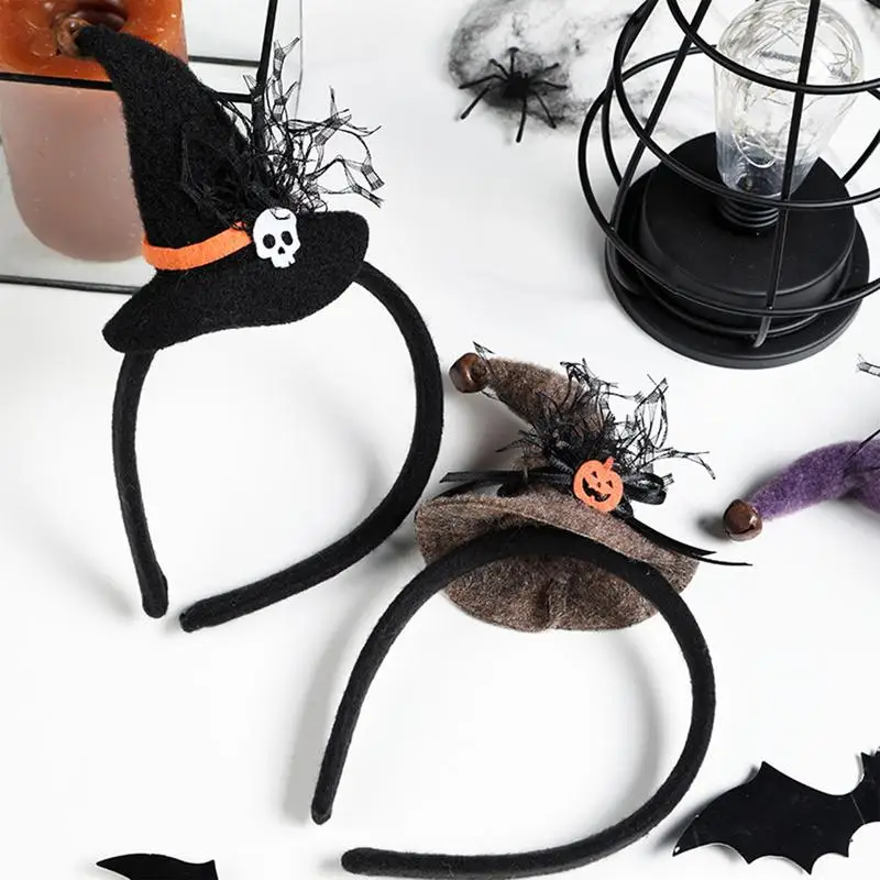 Halloween Head Band Halloween Witch Hat Headwear Stylish Party Headpieces With Spider Web For Celebrations Masquerade