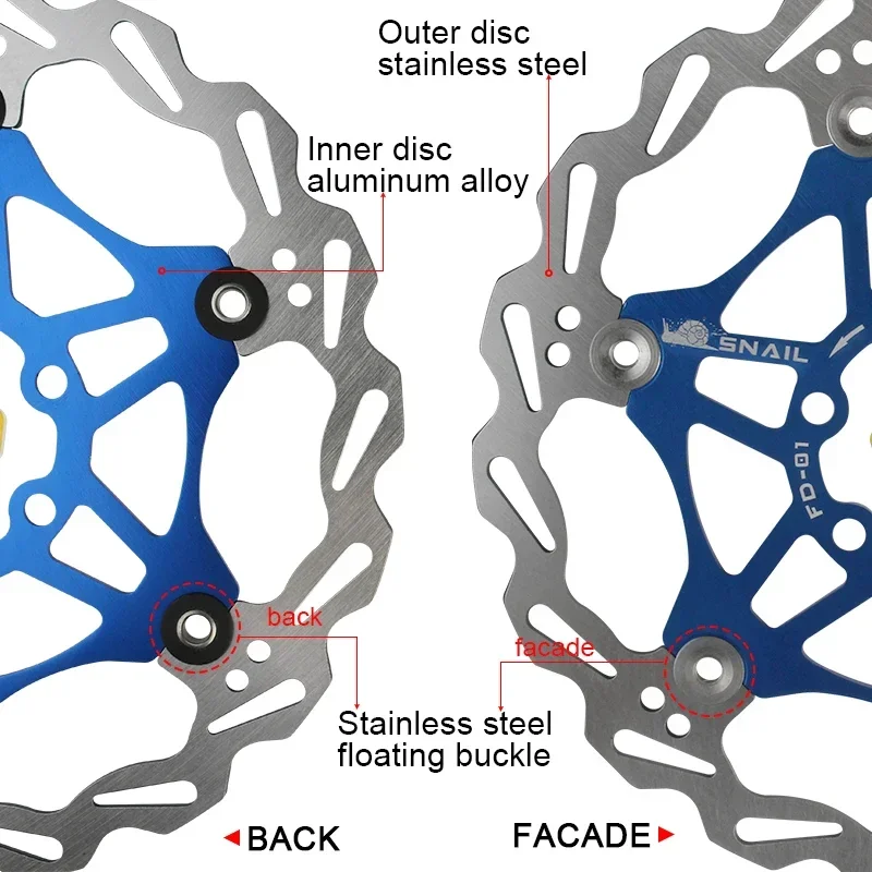 SNAIL 160/180/203mm Bicycle Floating Brake Disc Rotor cycling MTB Bike Brake Accessories Ultralight Shimmano Brakes