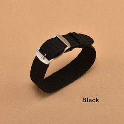 Stylish Nylon Weave Watch Strap - Durable & Lightweight Sport Band - 14mm (Black)