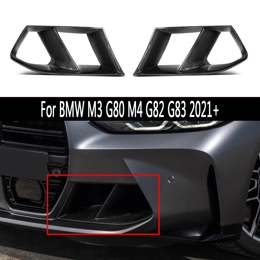 

Для BMW M3 M4 G80 G82 G83 2021 + углеродное волокно противотуманная фара рамка гриль передний бампер вентиляционное отверстие крышка комплект для обновления корпуса