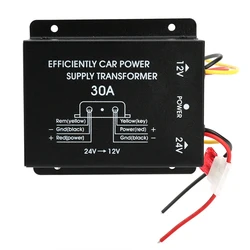 High - Power 30A Step - Down Voltage Converter for Automotive Applications - 24V to 12V DC Reducer (Black)
