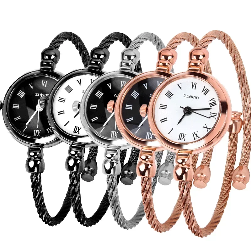 Luxury Fashion Gold Bangle Bracelet Women Watches Stainless Steel Retro Ladies Quartz Wristwatches Ulzzang Brand Small Clock 6