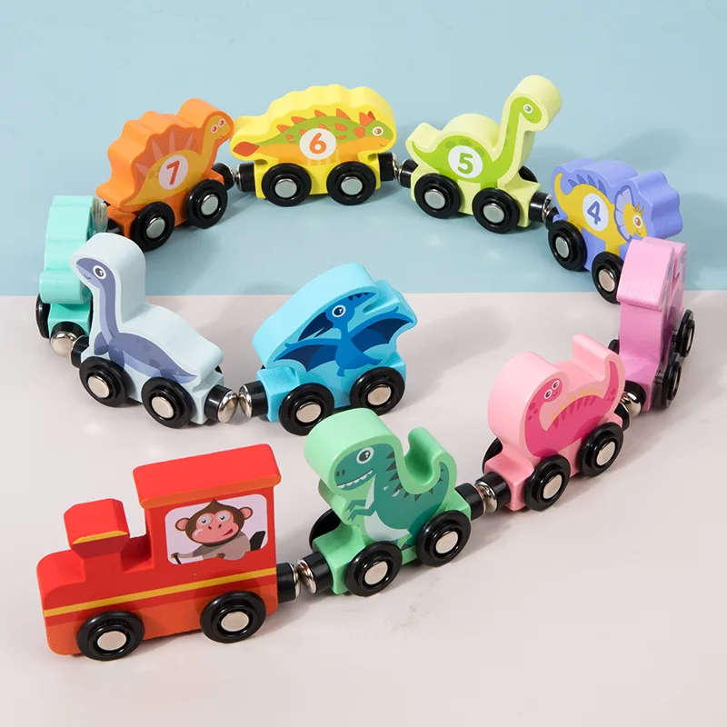 Magnetic Wooden Dinosaurs Train Set 3