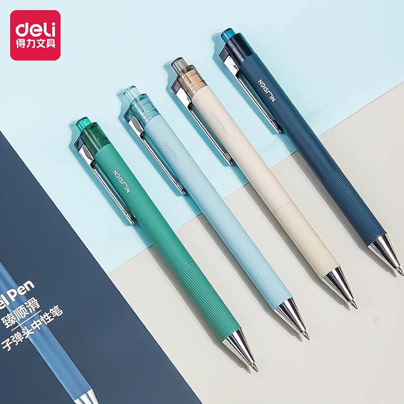 Deli 4pcs 0.5mm Signature Pen Black Ink Gel Pen High-quality Pen School Student Supplies Office Supplies Stationery 4pcs deli bq105 memo book notepad 75 102mm pad notes sticky note kawaii memo pads office school stationery