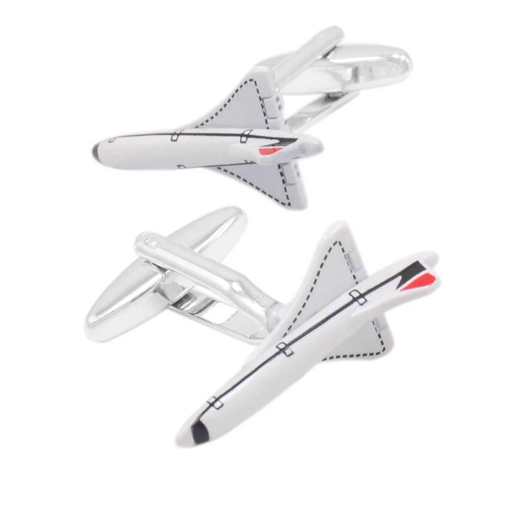 

NVT Fashion White Airplane Cufflinks For Mens French Shirt Cuff Buttons High Quality Enamel Cuff Links Gift Free Engraving Name