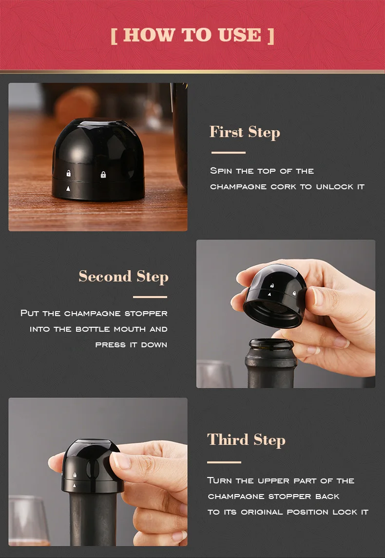 Vacuum Sealed Wine Bottle Plug Champagne Stopper Leak-Proof And Fresh Bottle Cap Wine Corks Bar Accessories Supplies
