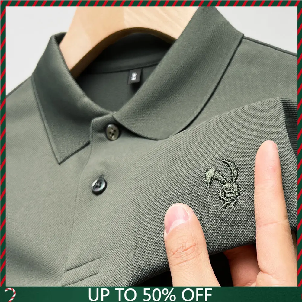 

Luxury Polo Shirts for Men 2023 Summer Embroidery Fashion Slim Fit Clothes Business Casual Short Sleeve Lapel Tops Free Shipping