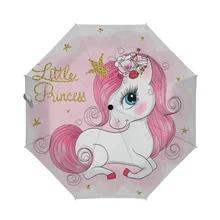 

Golf Umbrella Cute Little Unicorn With Flowers Compact Auto Open Close Sun Uv Windproof Folding Car Umbrellas Automatic Parasol