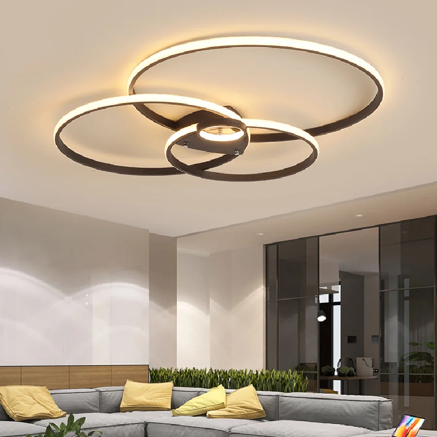 

Modern led ceiling lights lamp New RC Dimmable APP Circle rings designer for living room bedroom ceiling lamp fixtures