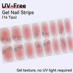 Radiant Shimmer Collection: Sparkling Gel - Texture Nail Strips with High - Shine Glitter & Gold Foil (Bow and Star)