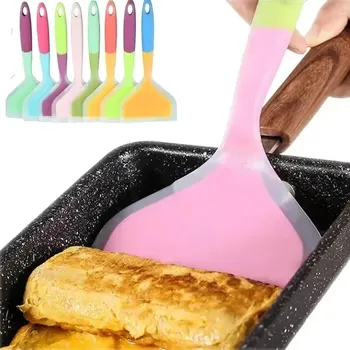 1PCS Random Color Silicone Kitchen Ware Cooking Utensils Spatula Beef Meat Egg Kitchen Scraper Wide Pizza Cooking Tools Shovel 1