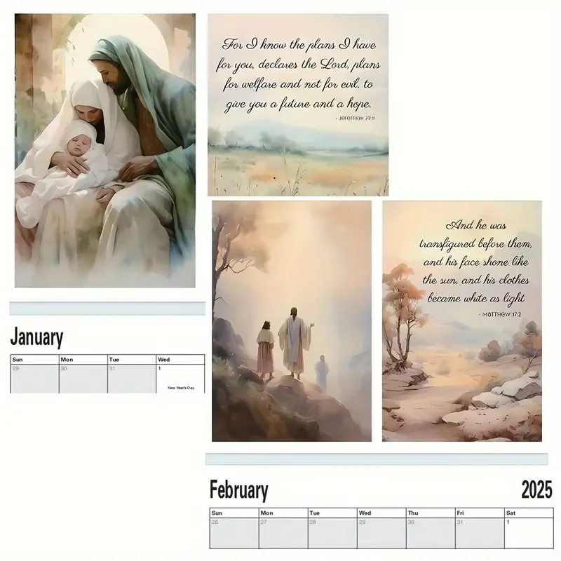 ： Inspirational Scripture Journey Wall Calendar, Laminated Weekly-Monthly View, English, Premium Archival Paper