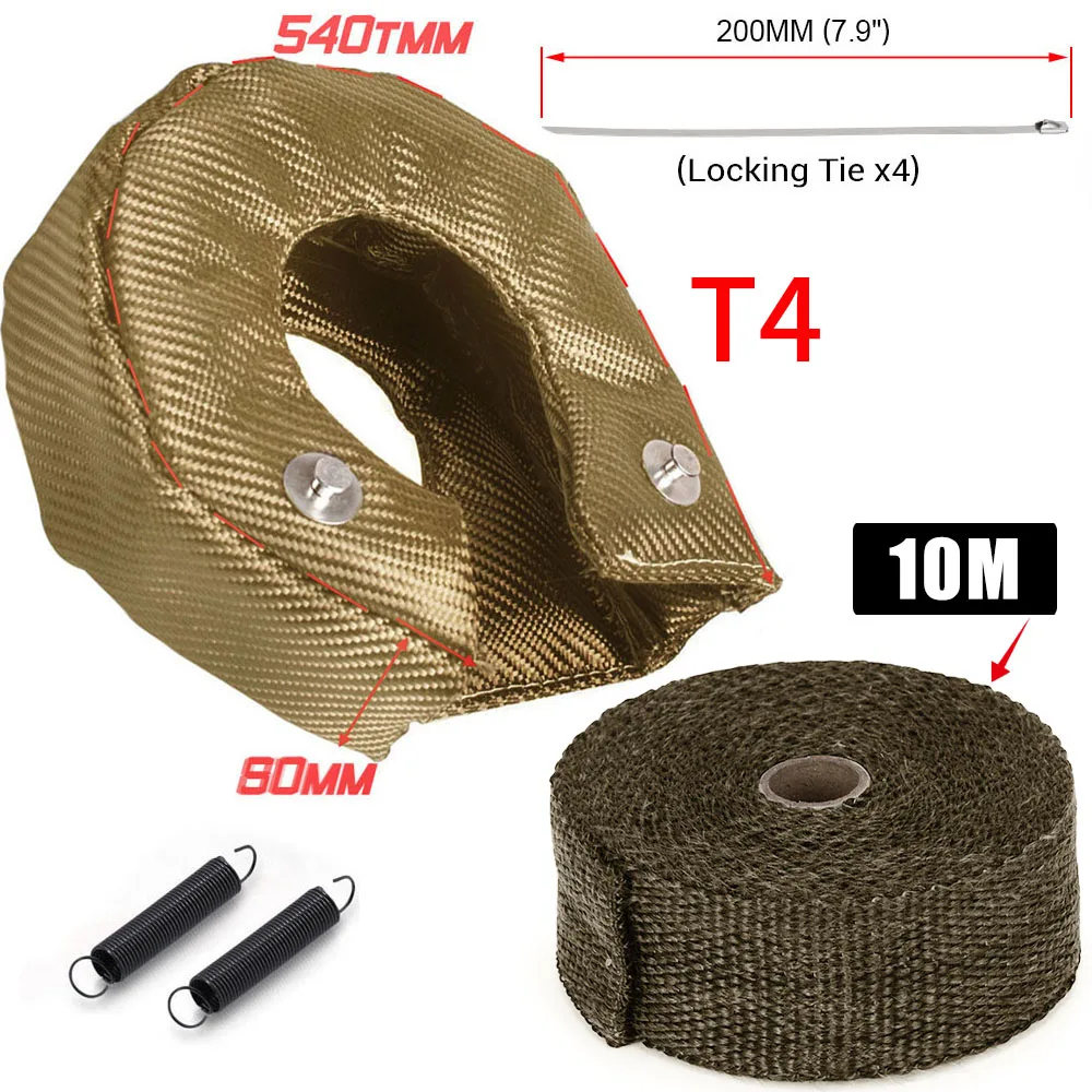 T25 T3 T4 T6 Racing Turbo Heat Blanket Cover Titanium Turbo Heat Shield Cover + 10M Tubo Di Scarico Header Heat Wrap Tape