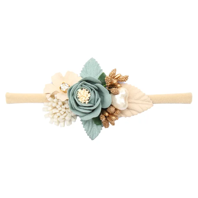 Pearl Lace Artificial Flower Headband Newborn Headband for Baby Girl Handmade Hairband Hair Accessories резинки для волос детям 17