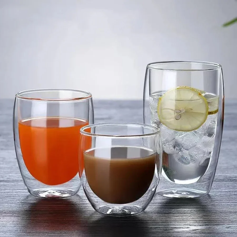 Coffee Glass Cup Double Wall Heat Insulation