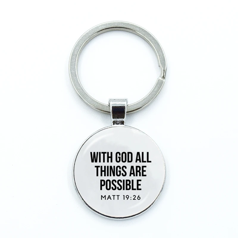 Bible Verse Key Chains Faith Keychain Glass Cabochon KeyRing Bag Car Scripture Quote Christian Key Chain Inspirational Jewelry