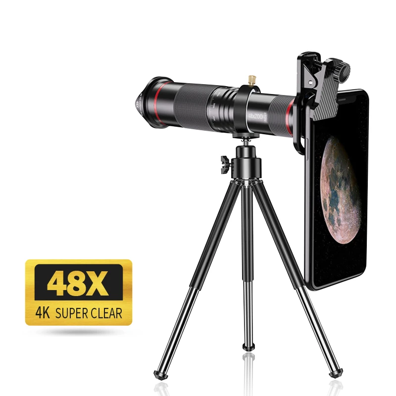 

48X 4K HD Telescope for Cell Phone Mobile Telephone Camera Lens +Tripod Monocular Telephoto Zoom Lens for Smartphone