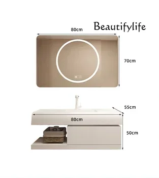 smart bathroom washbasin cabinet multifunctional Corian integrated basin bathroom cabinet combination