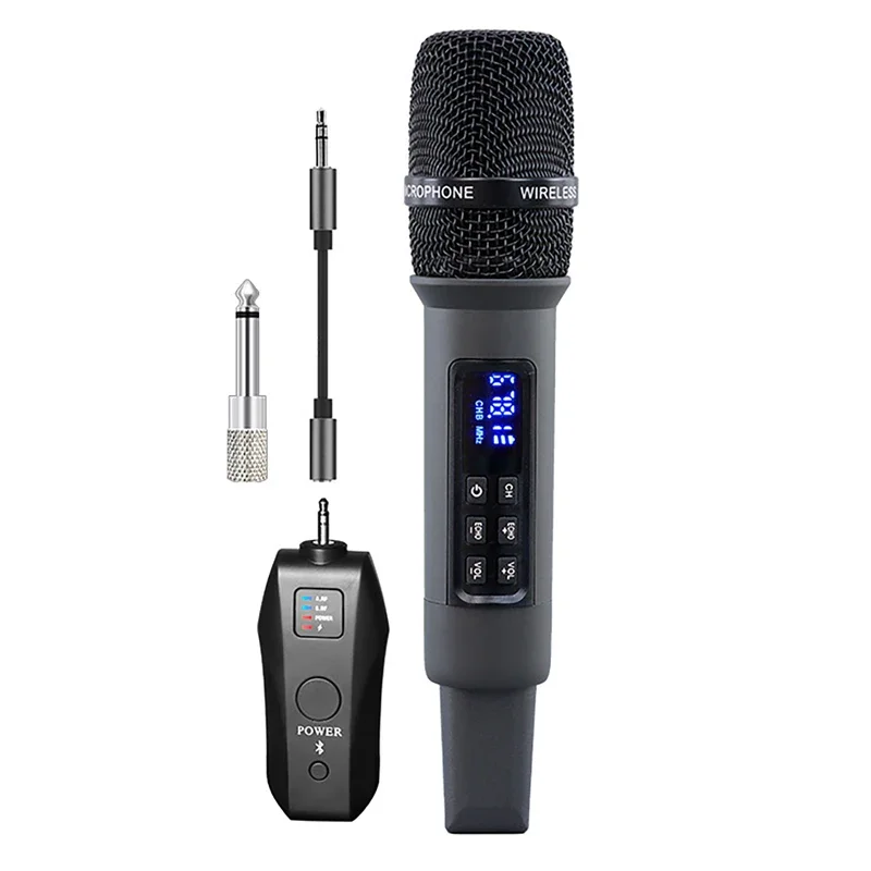 UHF Kablosuz El Dinamik Karaoke Mikrofonu Bluetooth Alıcısı Profesyonel Ev Reverb Yüksek ve Düşük Bas Mikrofonu Gerçekleştiriyor