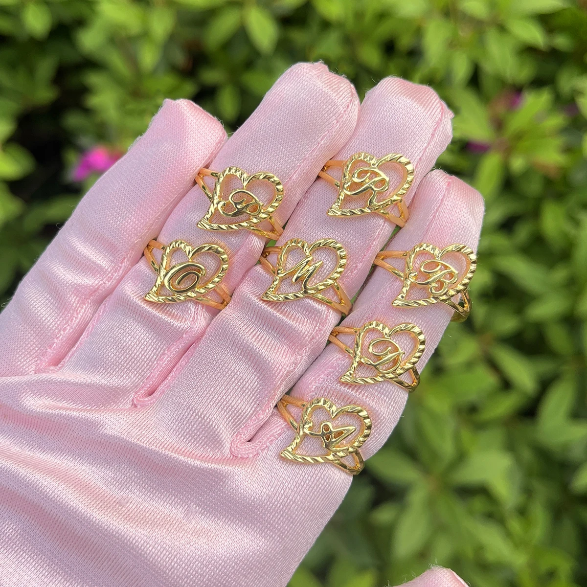 Wholesale Custom 26 Initials Heart Ring Gold Plated & Rose Gold Jewelry For Women Personality Adjustable Rings Mother's Day Gift lateefah personality name ring adjustable 5 colors heart shape open rings couple graduation keepsake gift jewelry