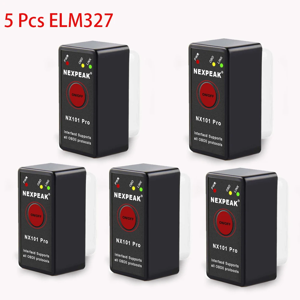 5 шт. автомобильный диагностический сканер NEXPEAK nx101 pro elm 327 Bluetooth OBD2 elm327 pic18f25k80 v1.5 |