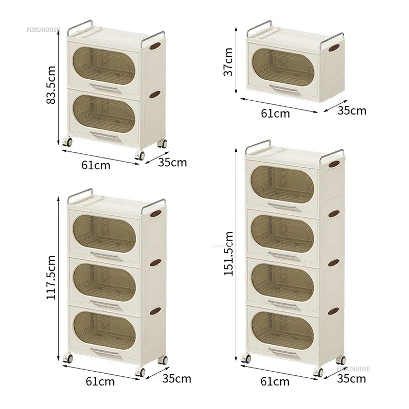 Nordic Multi-functional Home Portable Storage Cabinets Small Apartment Kitchen Cabinets Multi-layer Kitchen Cabinet with Pulleys 6