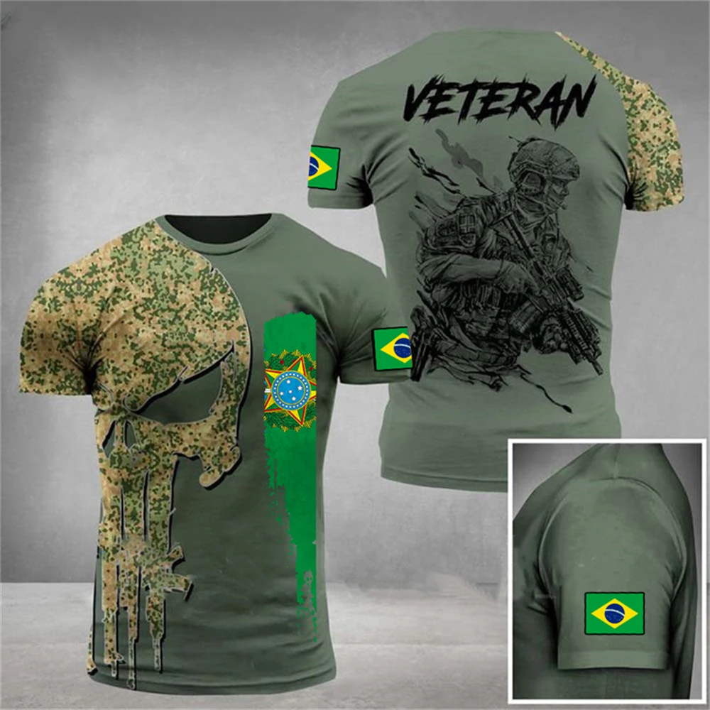 Men'S Brazil T-Shirt Brazilian Coat Of Arms Flag Tee Shirt Football Tshirt  Brasil Tee (Xx-Large Military Green)