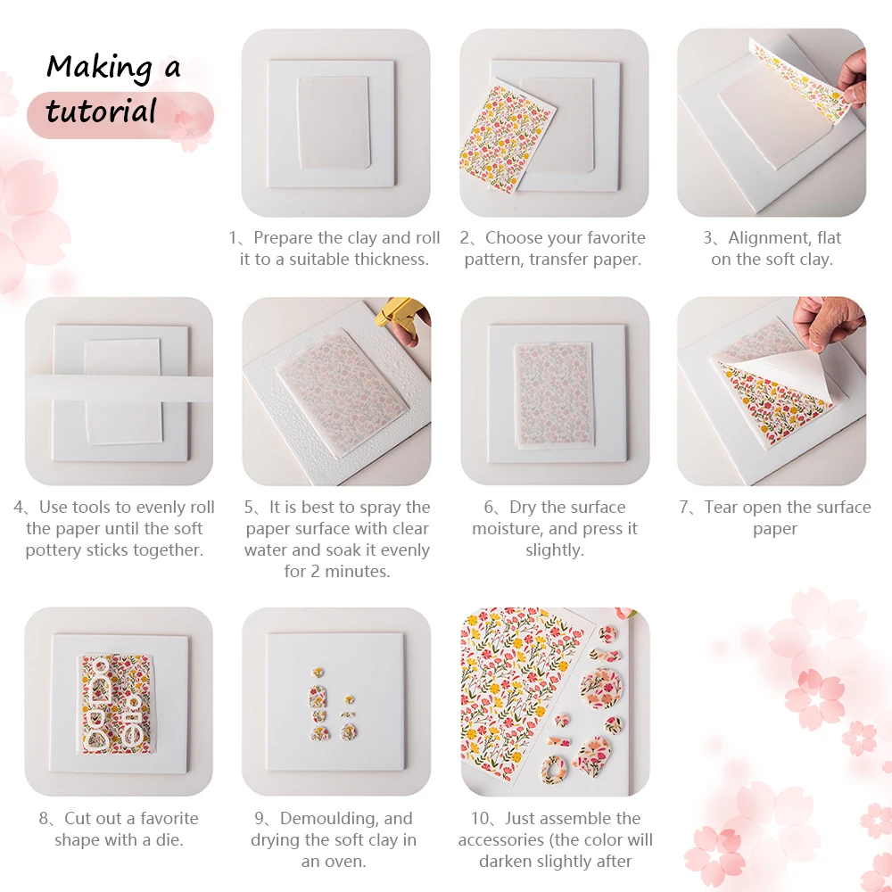 Polymer Clay Transfer Paper Water Soluble Disposable Stickers for Jewelry Earrings Printing ceramic transfer paper