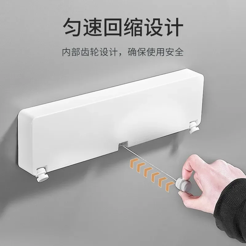 Double-Purpose Bathroom Invisible Wall Hanging Retractable Clothes Line, Clothes Drying, Lengthened, Household, Balcony, 6 m 3