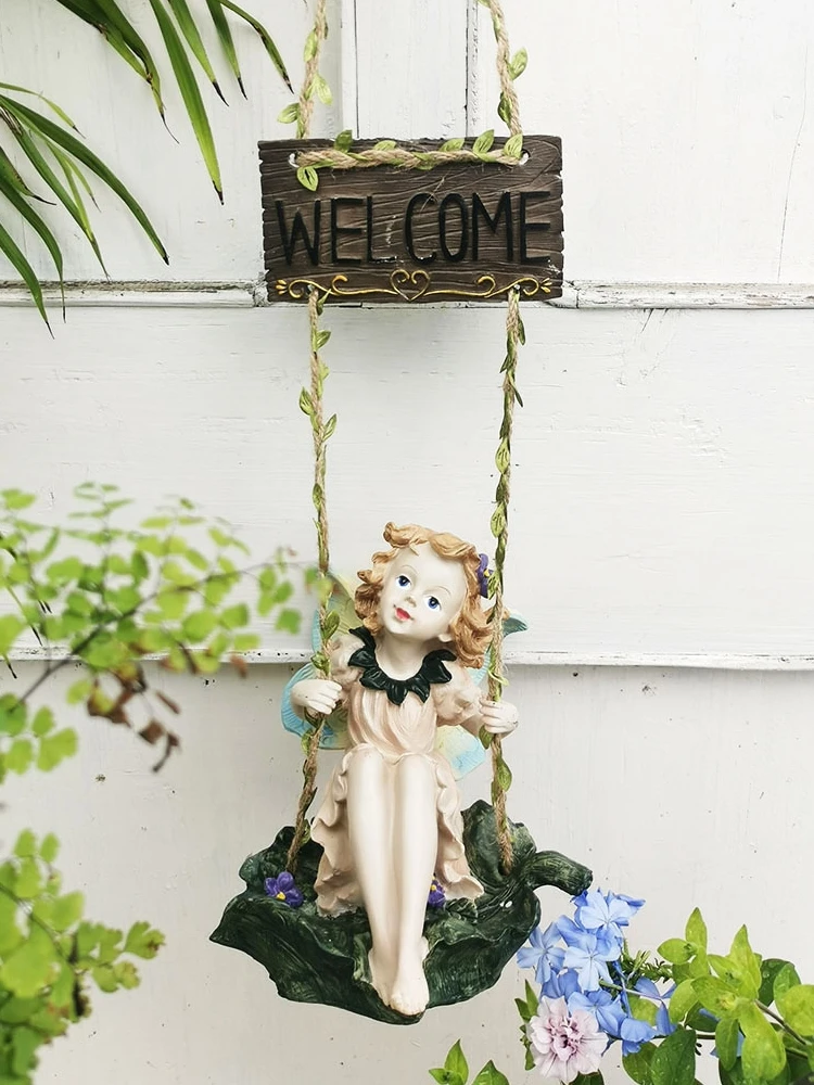 

Outdoor Creative Swing Flower Fairy Resin Accessories Garden Courtyard Sculpture Crafts Balcony Landscape Figurines Decoration