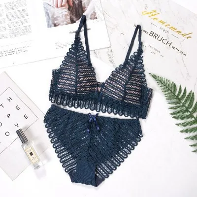 Lingerie Set Sexy Bra Push Up Underwear Women Lace Fashion Thin Cup Wire Less Spring and Summer BraletteBra and Brief Sets