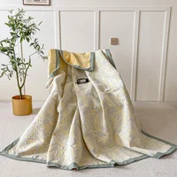 100% Cotton gauze blanket Queen King Size bed linen Jacquard bed plaid stitch Coverlet home bedding Bedspread on the bed Sheet 3