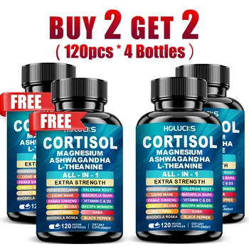 HOLUCKS Cortisol Manager Supplement, with Ashwagandha, Magnesium, L-Theanine, Support Stress Relief, Mood, Sleep for Men & Women 1
