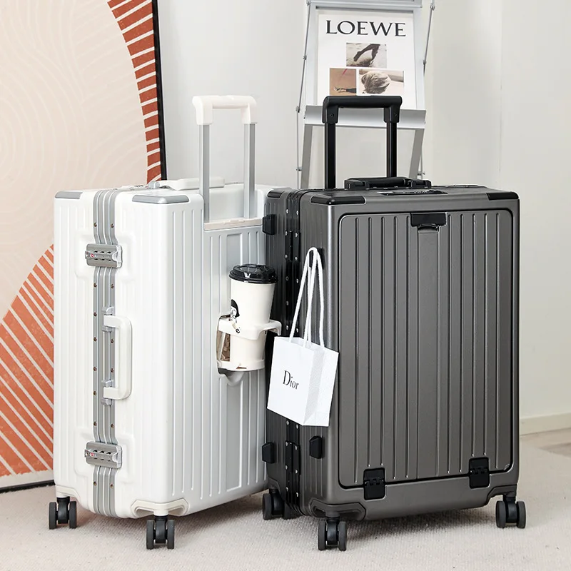 Travel Suitcases Offers with Wheels Bag Marker Replica 2023 Front Opening Universal Boarding Wheel TSA Aluminum Frame Men's and