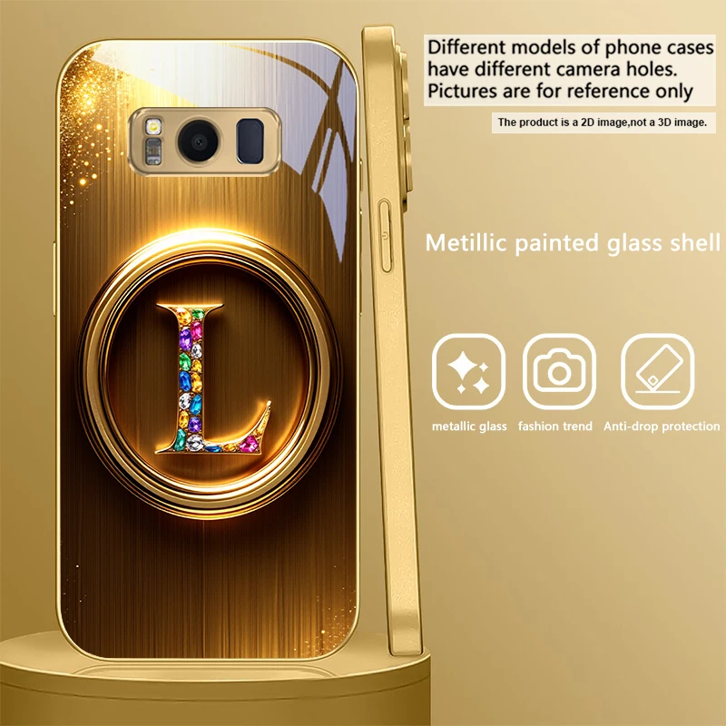 Elegant Golden Glass Phone Case with Ornate S Design