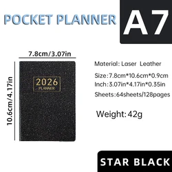 Premium Quality 2026 A7 Pocket Agenda Book with Weekly Planner & Calendar (A5)