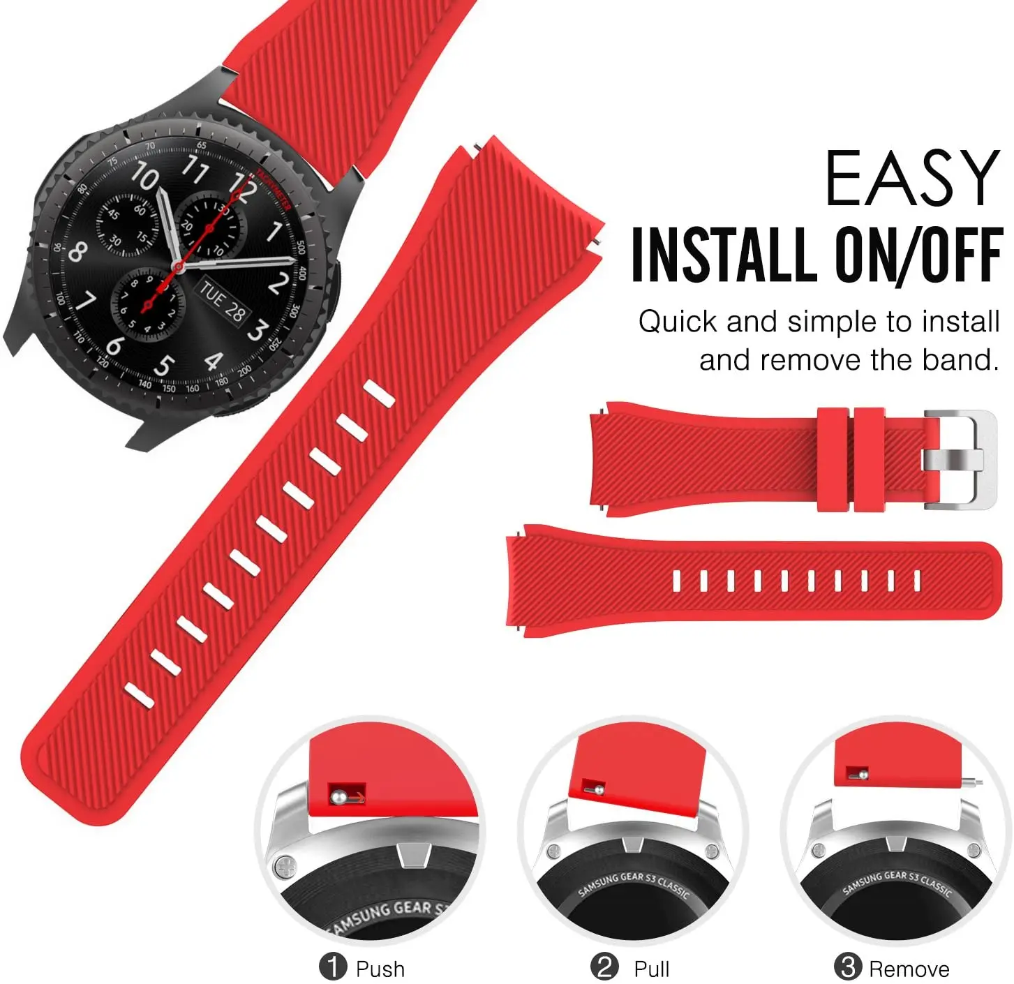 22mm Silicone Smartwatch Band - Versatile Replacement Strap