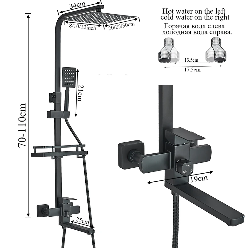 Bathroom Shower System Set Black Showers Faucet Systems 360&deg; Rotation Brass Mixer Taps For Bathe Free Rack Rainfall Bathroom Tap