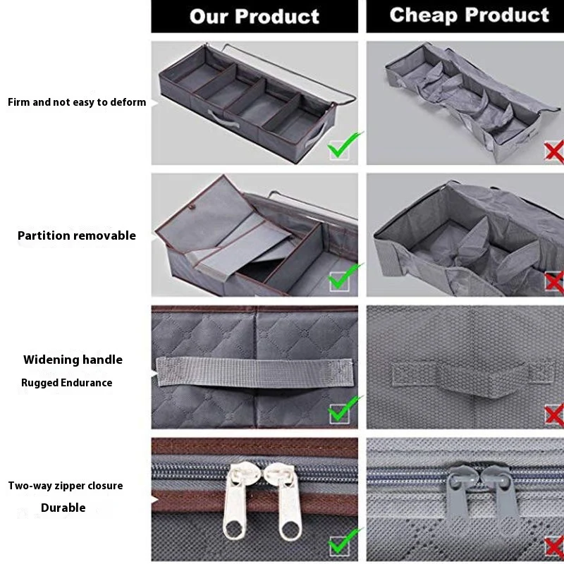 Under Bed Foldable Storage Box Large Capacity Thick Nonwovens Sorting Clothes Storage Bag Closet Organizer Wardrobe Organizer 3